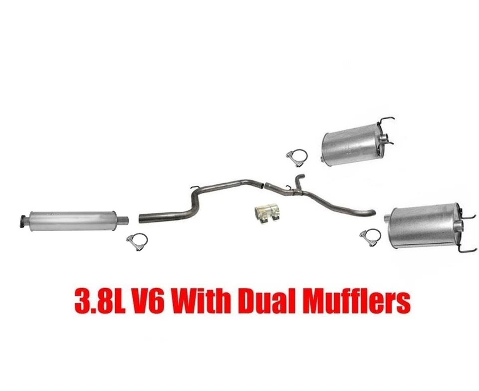 双排气消声器谐振器排气系统 3.8 升适用于大奖赛 1997 - 2002 — 第 2/4 张图片