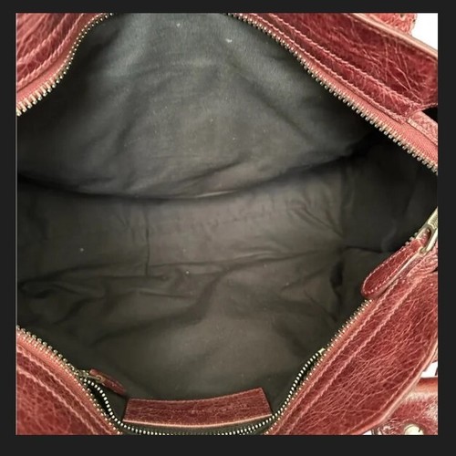 Balenciaga City distressed leather shoulder bag DARK RED/MAROON/CRANBERRY color - Picture 13 of 20