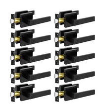 KAMOTA Privacy Door Levers, 10 Pack Matte Black Door Handles Bed and Bath Doo...