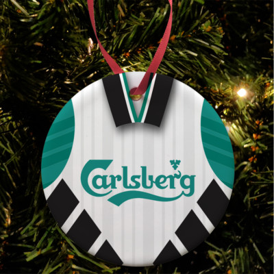 Liverpool Away 1993 Retro Shirt Christbaumschmuck Kugel Keramik flach