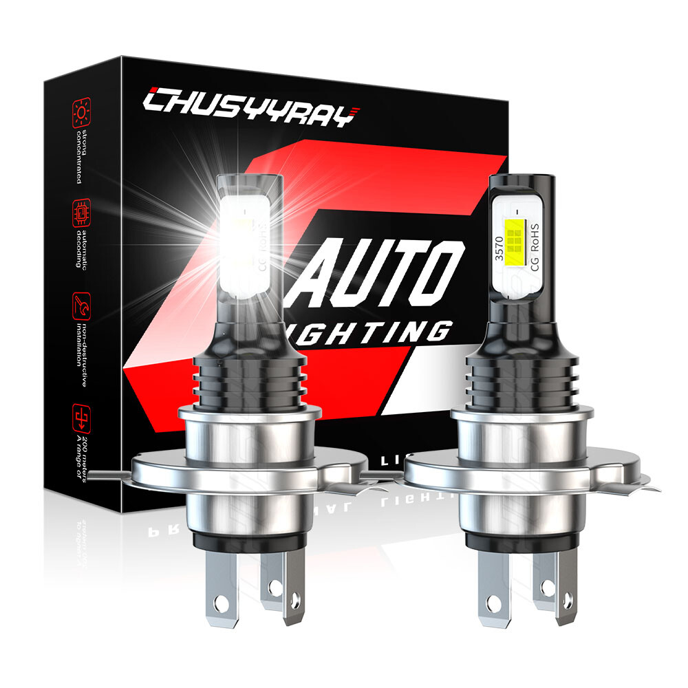 2PCS White H4 LED Headlight Bulb 6000K BY For Yamaha Apex Phazer