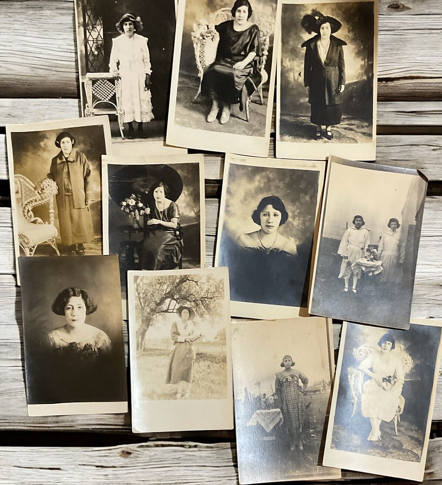 Lot of 11 RPPC's Photograph Post Cards Hispanic Women & Young Girls 1920's