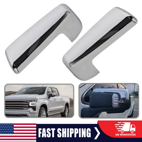 Chrome Half Mirror Cover Caps Replacement For Chevrolet Silverado 1500 2019-2025