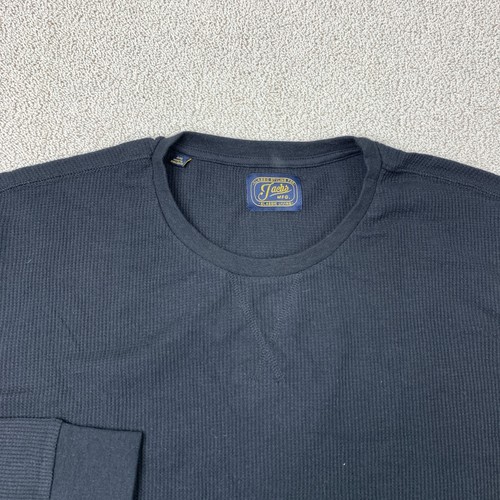 Jachs Waffle Knit Shirt Men's 2XL XXL Long Sleeve Black Crew Neck Cotton Blend - Picture 2 of 8