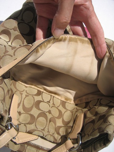 Coach F28504 Signature Bolso de Mano Caqui Claro/Rosa y Conjunto Cartera - Imagen 15 de 21