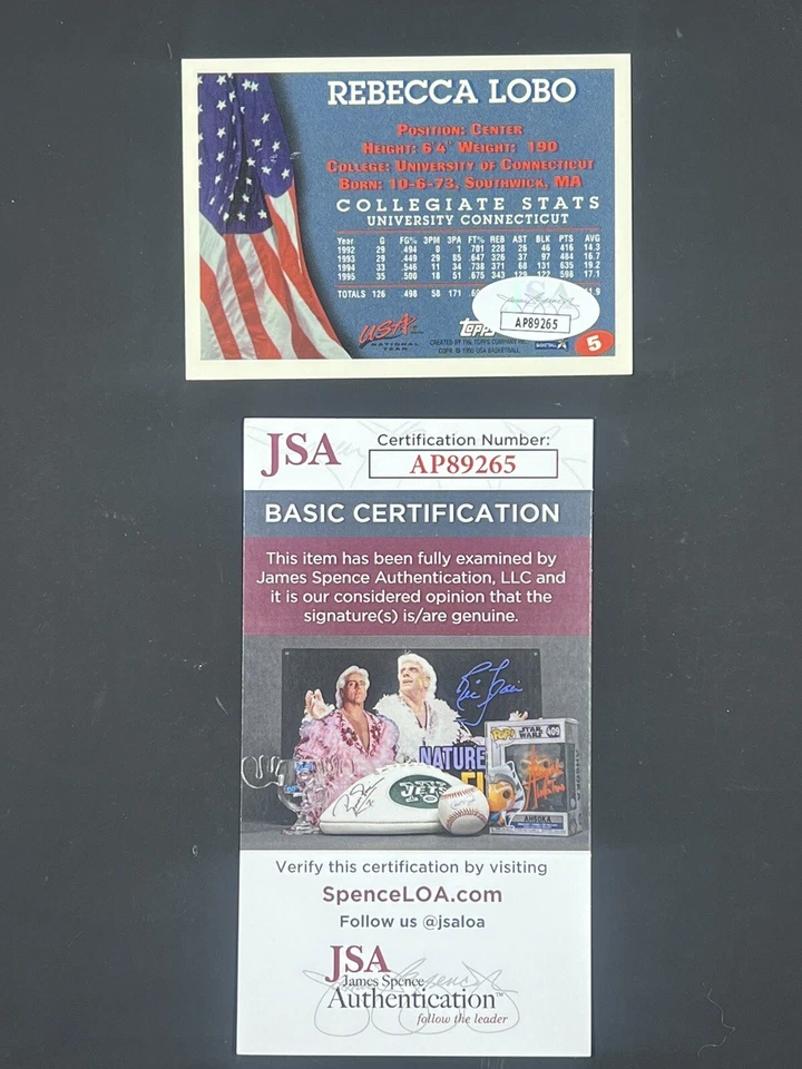 Rebecca Lobo Signed 1995 Topps USA JSA IP Auto UCONN Huskies - Image 2 of 2