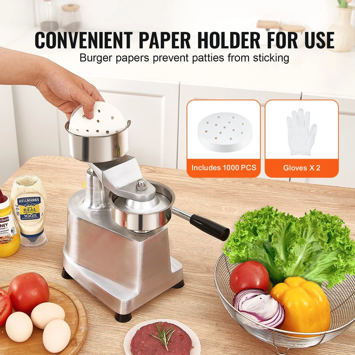 Máquina de prensa manual de acero inoxidable VEVOR para hamburguesas comerciales 100 mm