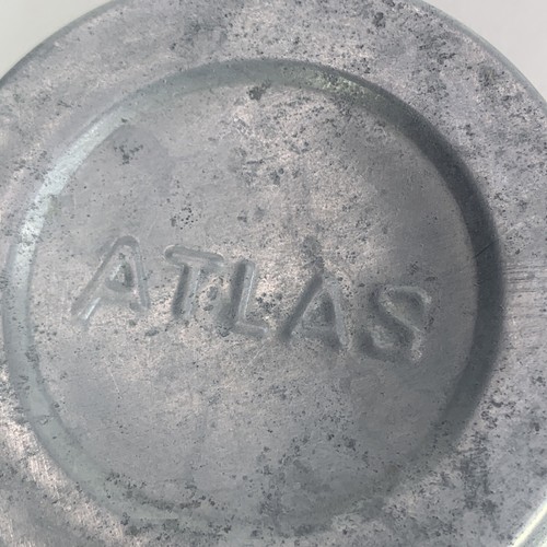 Vintage Kugel oder Atlas Zink Kappe Deckel Reg Mund Mason Einmachglas mit Glaseinsatz - Bild 3 von 16