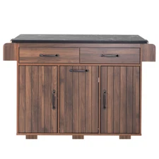 Rolling Kitchen Island with Trash Can Storage,Drop Leaf & Spice Rack,Dining Room