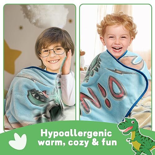 Glow in The Dark Blanket Dinosaur Blanket Throws, Birthday Dinosaur B-dinosaur - Picture 6 of 6