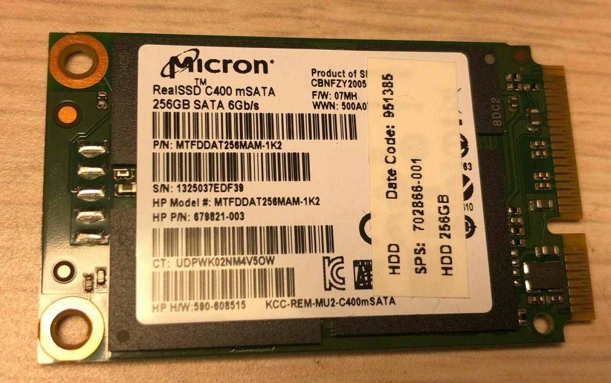 Micron RealSSD mSATA 256GB C400 MTFDDAT256MAM-1K2 Hp P/N 679821