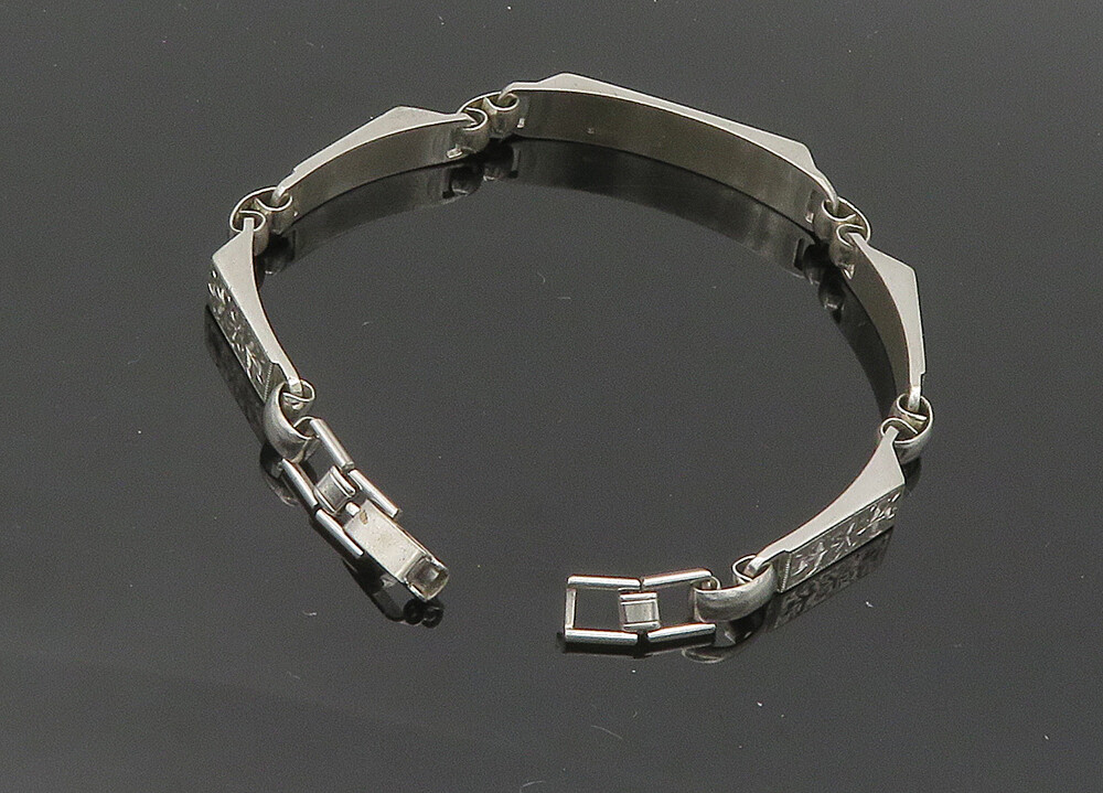 LAMODE 925 Sterling Silver Vintage Shiny Floral Etched Chain