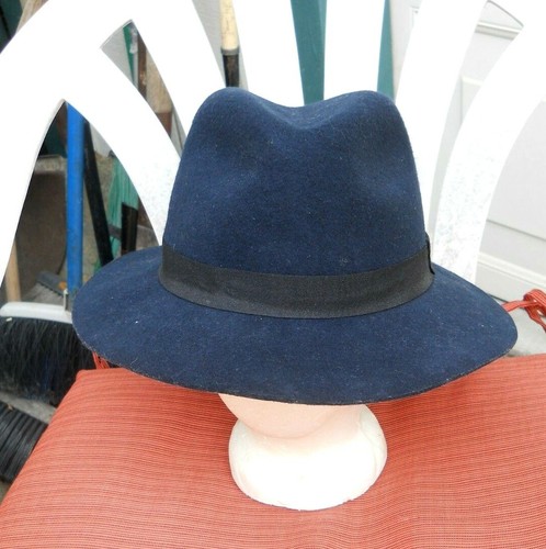 BLUE FEDORA WOOL FELT HAT 
