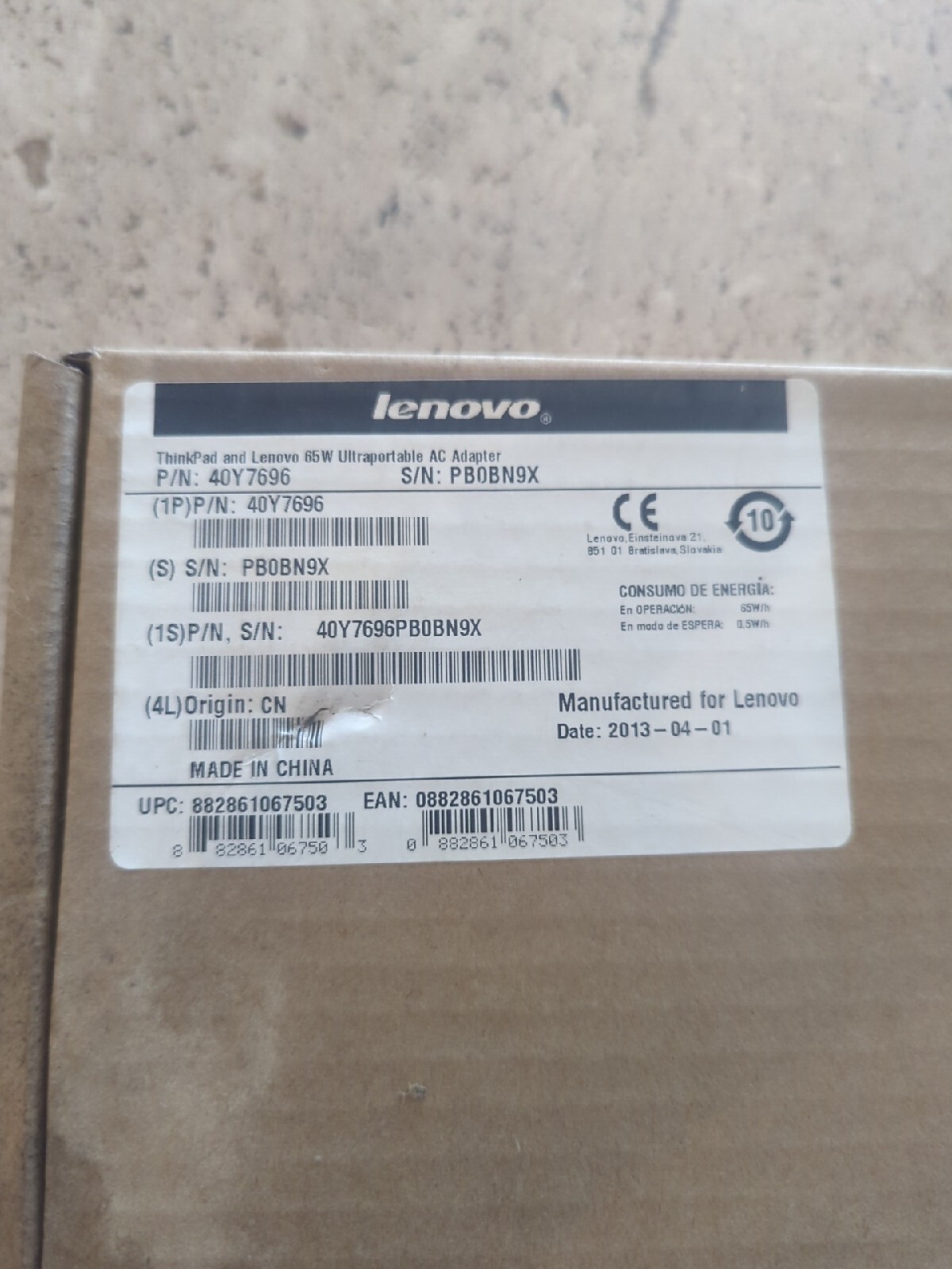 Genuine Lenovo 65W 20V AC Adapter Power Supply ThinkPad X Series 40Y7696