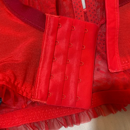 M&S BOUTIQUE ANNA LACE UNDERWIRED NON PADDED LONGLINE BALCONY BRA In RED 34D - Picture 7 of 12