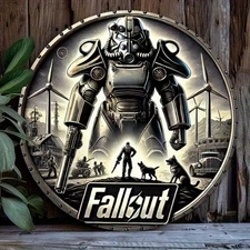 7.8 Round Aluminum Wall Art - Vintage Radiation Theme with Iconic Characters & F