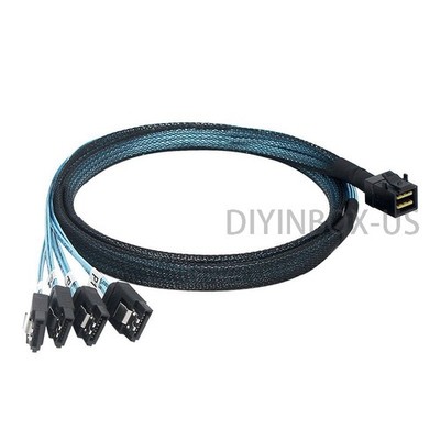 Mini SAS HD SFF 8643 to (4) SATA Breakout Forward Hard Disk Cable 1M =LSI00411