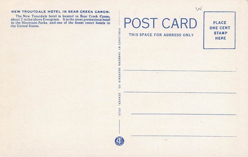 Troutdale Hotel Bear Creek Canyon Denver Mountain Parks Colorado 1930s postcard - Picture 2 of 2