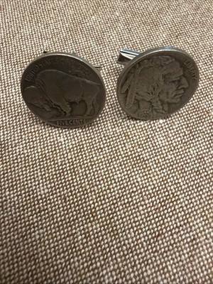 Buffalo Indian Head Nickel Coin Jewelry Cuff Links-Handmade-Vintage