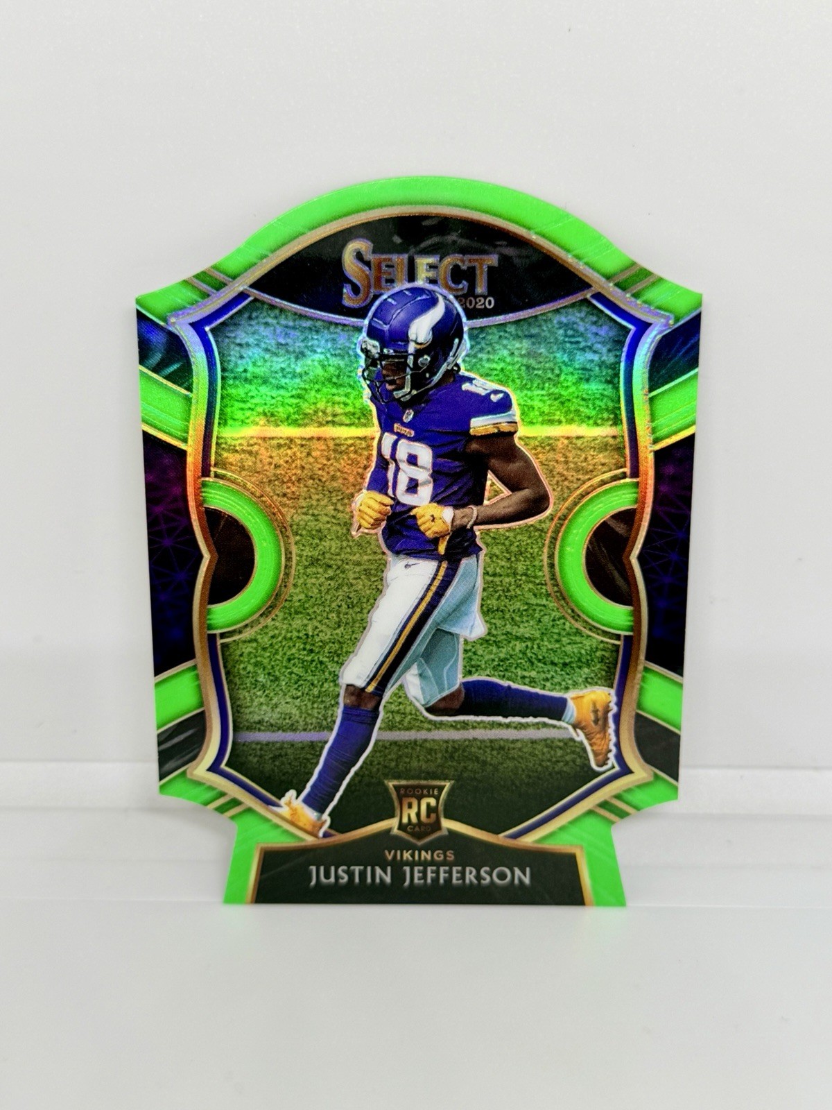 2020 Select JUSTIN JEFFERSON Rookie Neon Green Prizm Die-Cut Vikings RC #61