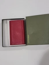 Longchamp Swiss Made Leather Key Chain Holder Case Dark Red W/ Original Box EUC