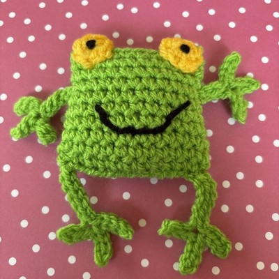  Grüner Frosch Taschenumarmung-, Angst, Zappeln, Stress Handarbeit gehäkelt 