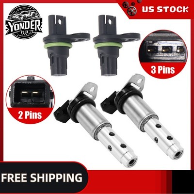 4x Variable Valve Timing Solenoid & Camshaft Sensor For 2008-2012 BMW 328i 3.0L