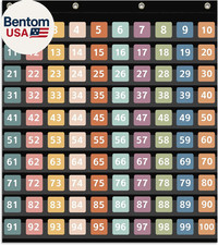 Hundred Pocket Chart with 100 Pockets and 150 Pieces Boho Double-Sided Number Ca