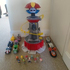 MASSIVE PAW PATROL TOWER BUNDLE: 9 VEHICLES + 10 PUPS + 3 ZIP WIRES 