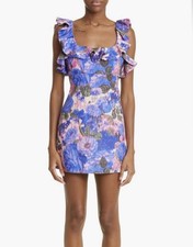 Zimmermann High Tide Frilled Mini Dress Floral Purple Ruffle Size 0 / US 4