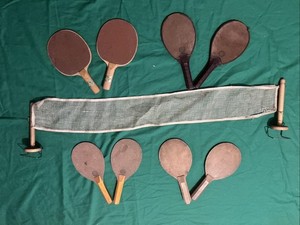 Incredible! Collection Of Vintage Table Tennis Paddles And Net