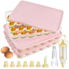 3 Pcs 72 Count Deviled Egg Containers with Lid, Portable Storage Carrier Egg ...