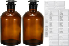 2 Pack 1000Ml Glass Reagent Bottle, Narrow Mouth Reagent Media Storage Bottle wi
