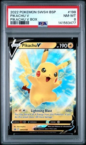 2022 POKEMON SWSH BLACK STAR PROMO PIKACHU V BOX #198 PIKACHU V PSA 8
