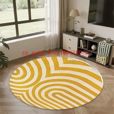 100cm 100cmFashionable and Aesthetic Flannel Doormat with Yellow-White Stripe Pa