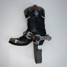 Cowboy Boot Metal Wall Hook Blue Stones Wall Decoration Country Key Hook
