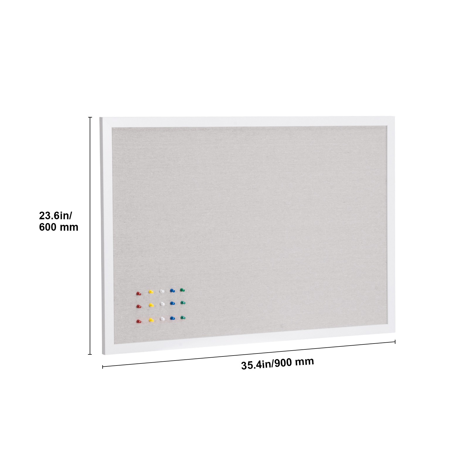 Uimoso 36"x24" White Cork Board with Linen Surface Wall-Mounted Bulletin Board