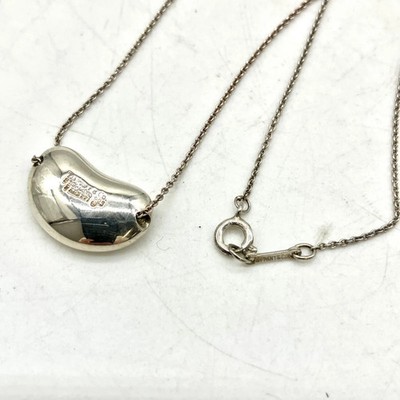 TIFFANY & Co. Halskette Elsa Peretti Bohne Anhänger Silber 925 Sterling Schmuck