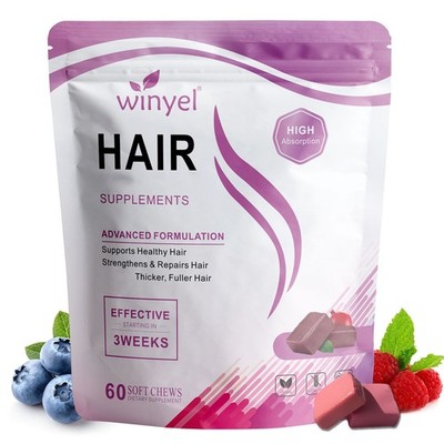 Hair Soft Chewable Tablets, Contain Hair Vitamins & Biotin, Mixed Berry Flavor