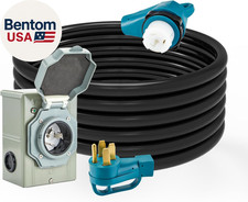 50 Amp Generator Power Cord and Power Inlet Box Waterproof Combo Kit, 125V/250V