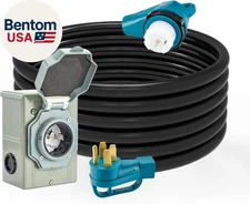 50 Amp Generator Power Cord and Power Inlet Box Waterproof Combo Kit, 125V/250V 