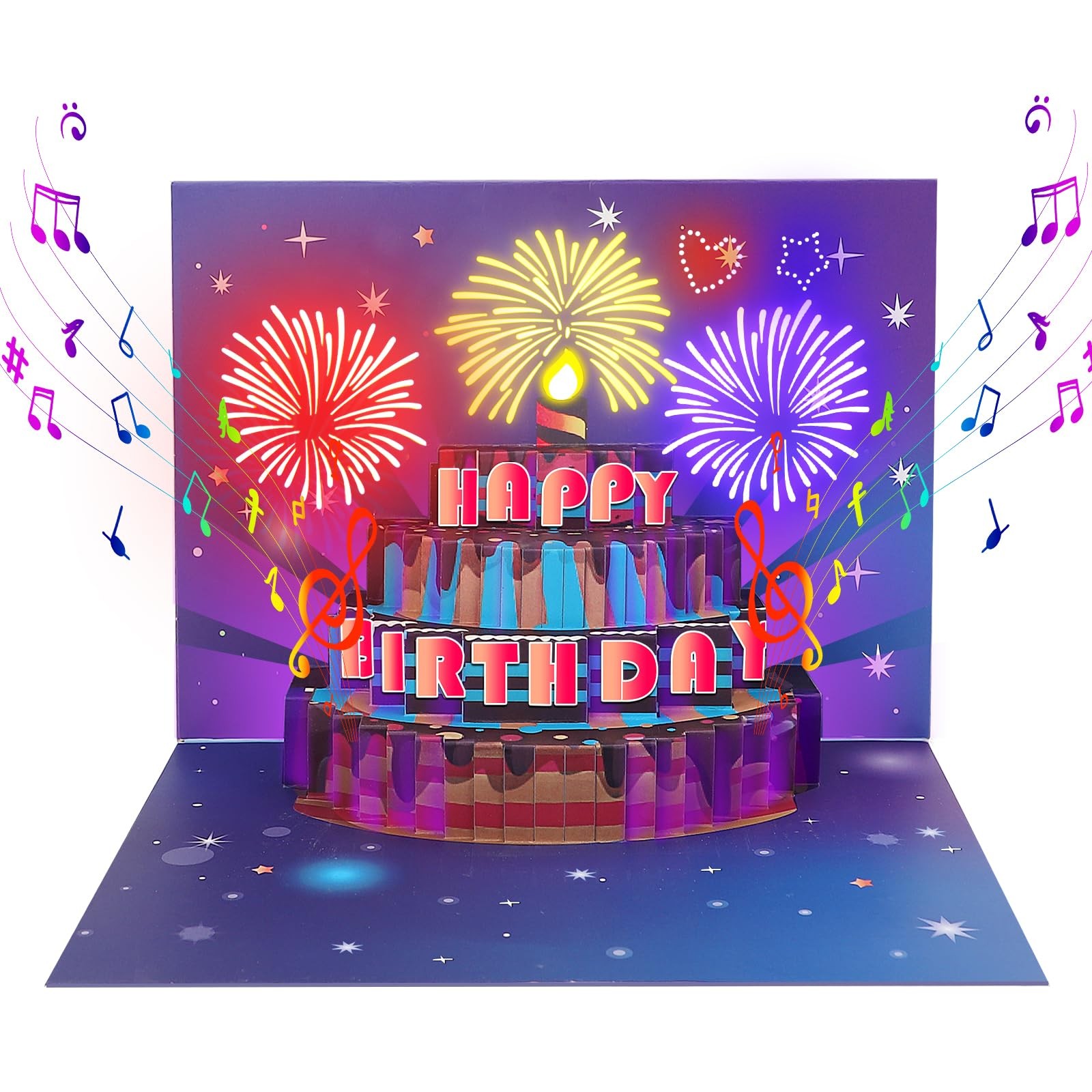 Cardaros Biglietti di compleanno, biglietti di auguri pop-up con luci e suoni, f
