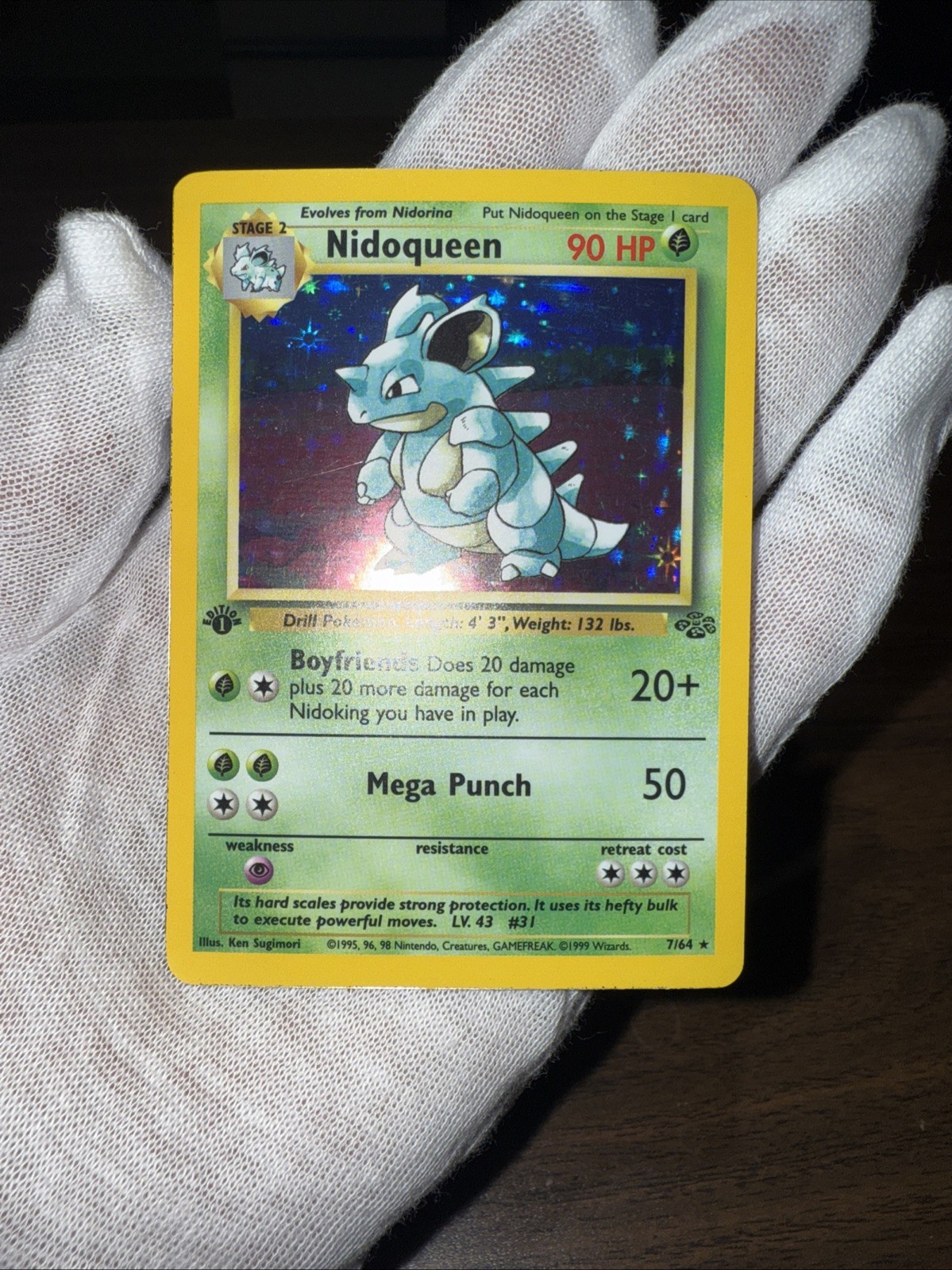 1st Edition Nidoqueen 7/64 Jungle Pokemon Card Holo Foil Rare NM