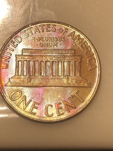 1964 D Lincoln Cent Penny rainbow toned  - Picture 3 of 4