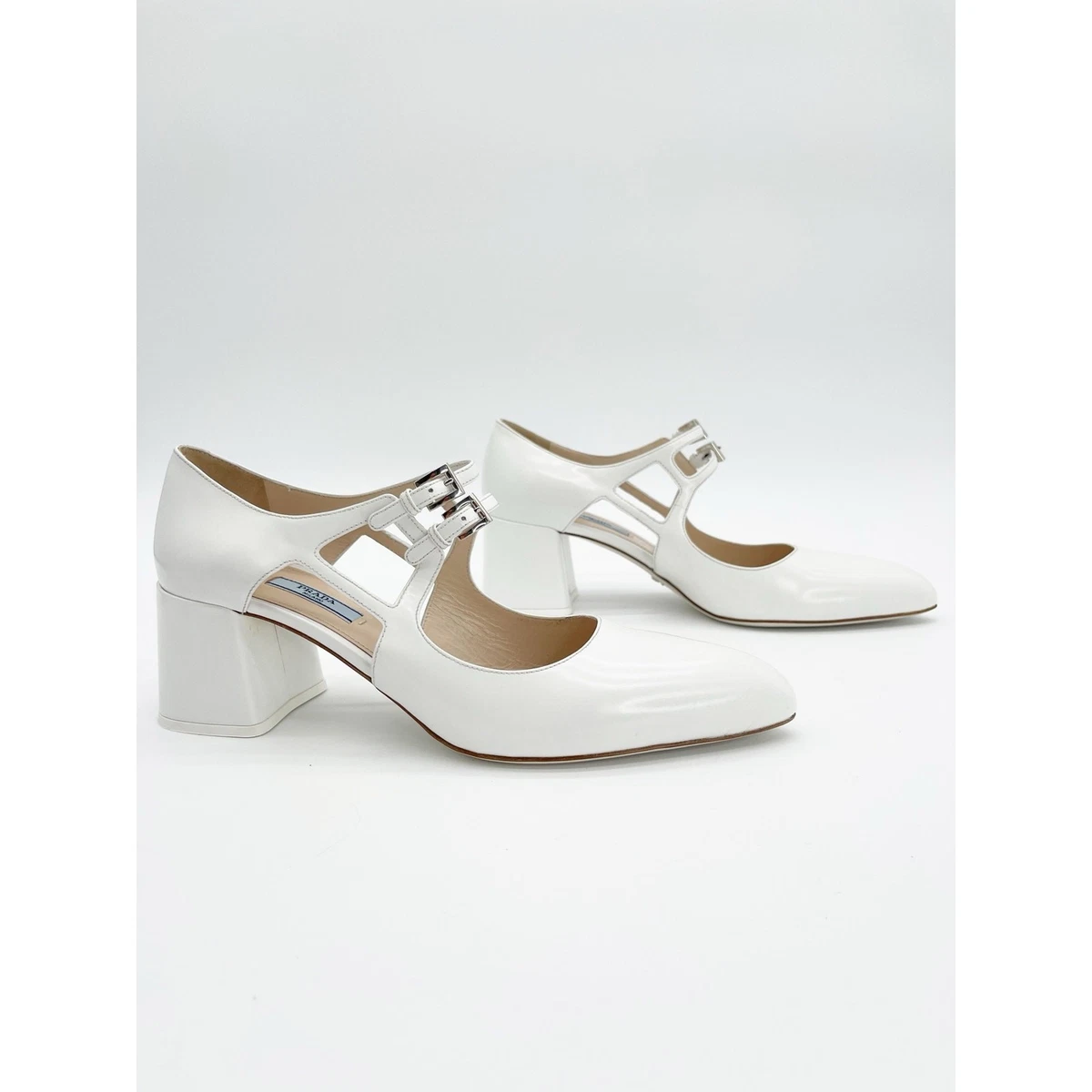 【かわいいウサギ】Prada White Leather Heels PRADA White Heels for Women for sale | eBay
