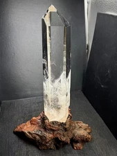 4LB Top Natural Clear Quartz Crystal Obelisk Point Wand Reiki Healing + Stand