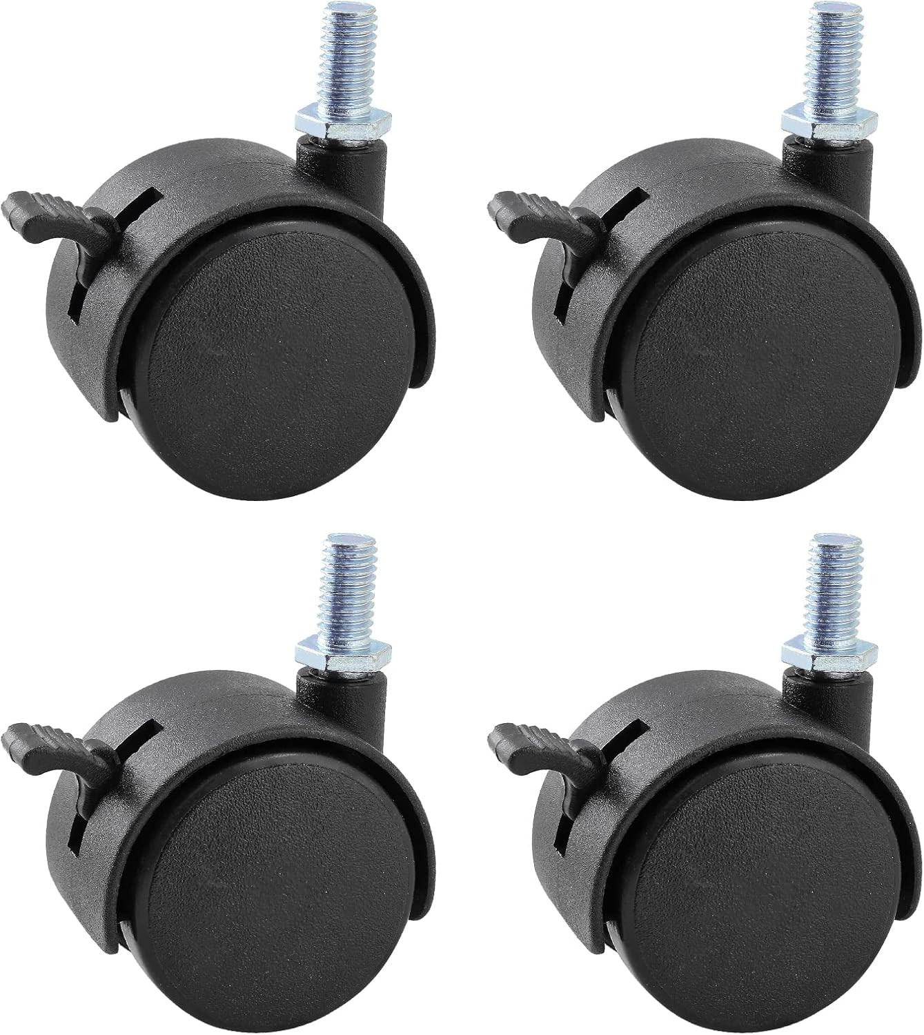 4 Pcs 1.5 Nylon Swivel Caster Wheels with Brakes for Office Chair Furniture