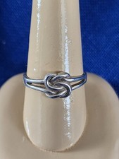 Sterling Silver 925 Love Knot Ring Signed BAR Size 7.5