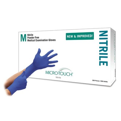 Micro-Touch  Nitrile Exam Glove, Medium, Blue-Case of 10