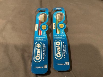 2 Oral B Crossaction Vitalizer Toothbrush  Bacteria Guard Bristles Medium